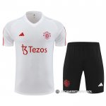 Chandal del Manchester United Manga Corta 23-24 Blanco - Pantalon Corto