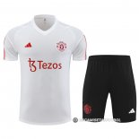 Chandal del Manchester United Manga Corta 23-24 Blanco - Pantalon Corto