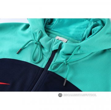 Chaqueta con Capucha del Barcelona 22-23 Verde y Azul