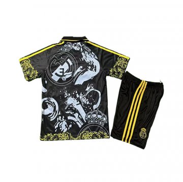 Camiseta Real Madrid Dragon Nino 25-26 Negro Amarillo
