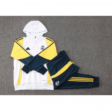 Chandal de Sudadera del Real Madrid Nino 24-25 Blanco Amarillo