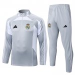 Chandal de Sudadera del Real Madrid Nino 25-26 Gris Blanco
