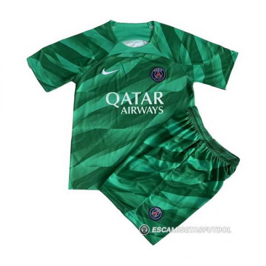 Camiseta Paris Saint-Germain Portero Nino 23-24 Verde - Haga un click en la imagen para cerrar