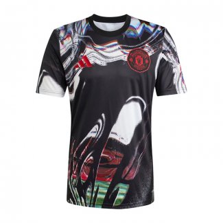Camiseta Pre Partido del Manchester United 25-26 Negro Blanco