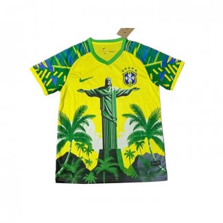 Tailandia Camiseta Brasil Jesus 25-26 Amarillo Verde