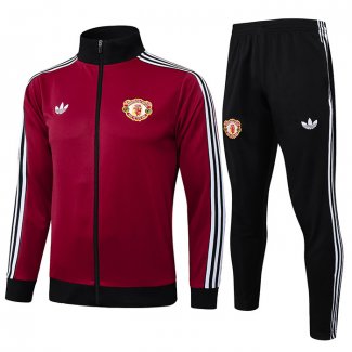 Chandal de Chaqueta del Manchester United Nino 2024-25 Rojo Oscuro