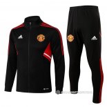 Chandal de Chaqueta del Manchester United Nino 22-23 Negro y Rojo