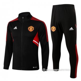 Chandal de Chaqueta del Manchester United Nino 22-23 Negro y Rojo