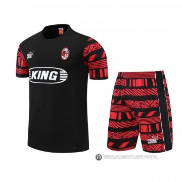 Chandal del AC Milan Manga Corta 22-23 Negro - Pantalon Corto
