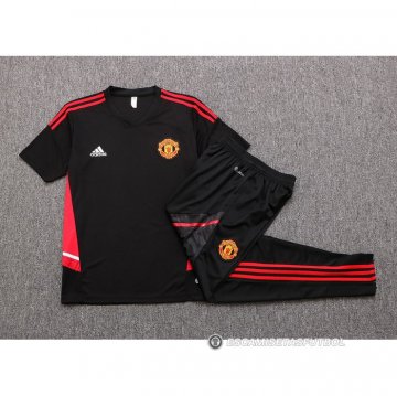 Chandal del Manchester United Manga Corta 22-23 Negro